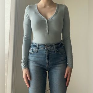 Abercrombie Light Blue Longsleeve Bodysuit